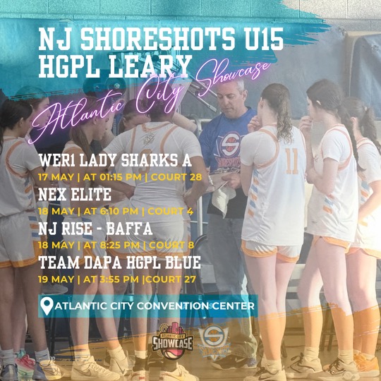 Super excited to go to Atlantic City this weekend with my Shoreshots 2027 Leary team! My schedule is below and I can’t wait for the weekend! #wegotnexttoo #basketball #girlsbasketball #wecoming @ShoreshotsGirls @ShoreShotLeary