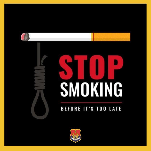 'Replacing the smoke on your face with a smile today will replace the illness in your life with happiness tomorrow. Quit now. Eliminate tobacco from your life before it kills you! 

#StopSmoking