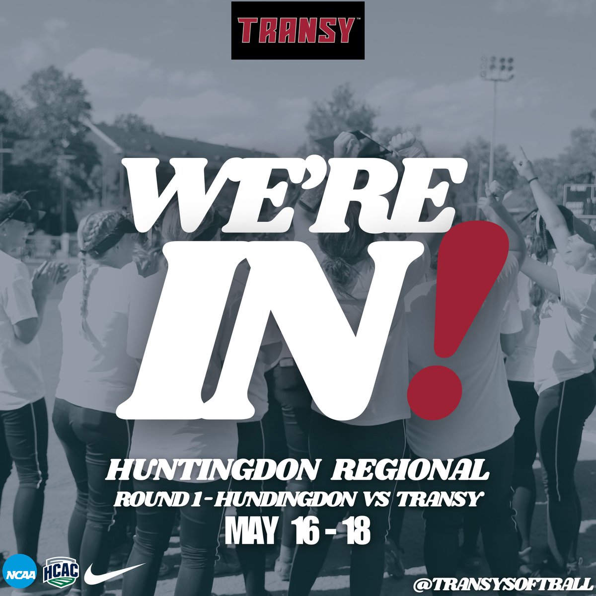 Transy Sports (@transysports) on Twitter photo ๐ฅ <a href="/TransySoftball/">Transylvania Softball</a> ๐๐จ ๐๐ฃโ๏ธ
The Pioneers will head to Montgomery, Alabama to play in the Huntingdon Regional in the <a href="/NCAADIII/">NCAA Division III</a> tournament.
Transylvania, Maryville (TN), Berry, and Huntingdon will compete in the regional.
#FlyPios๐ฆ | <a href="/HCACDIII/">Heartland Collegiate Athletic Conference</a> ๐ฅ <a href="/TransySoftball/">Transylvania Softball</a> ๐๐จ ๐๐ฃโ๏ธ
The Pioneers will head to Montgomery, Alabama to play in the Huntingdon Regional in the <a href="/NCAADIII/">NCAA Division III</a> tournament.
Transylvania, Maryville (TN), Berry, and Huntingdon will compete in the regional.
#FlyPios๐ฆ | <a href="/HCACDIII/">Heartland Collegiate Athletic Conference</a>