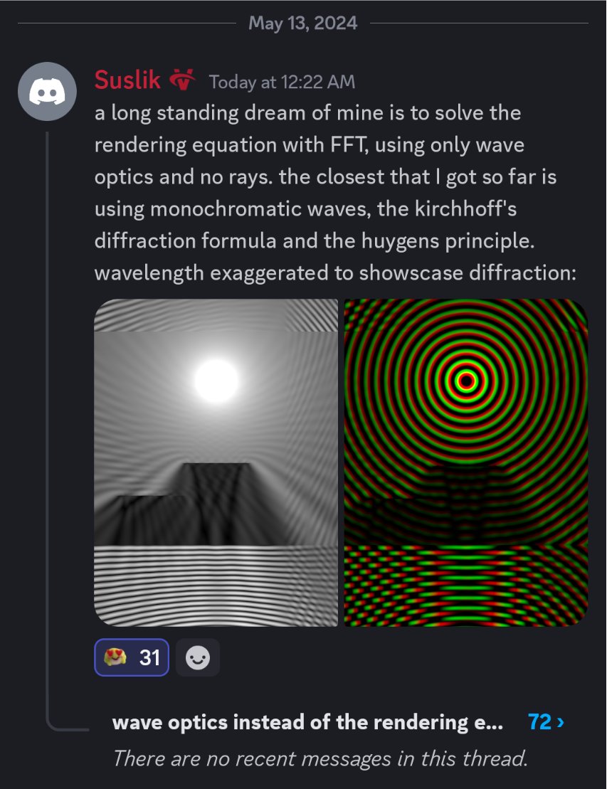 yaazarai's tweet photo. What in the actual mind fuck. Solving the rendering equation using FFT. First this guy invents Radiance Cascades now this? Holy crap... https://t.co/pKIOBmZKMS