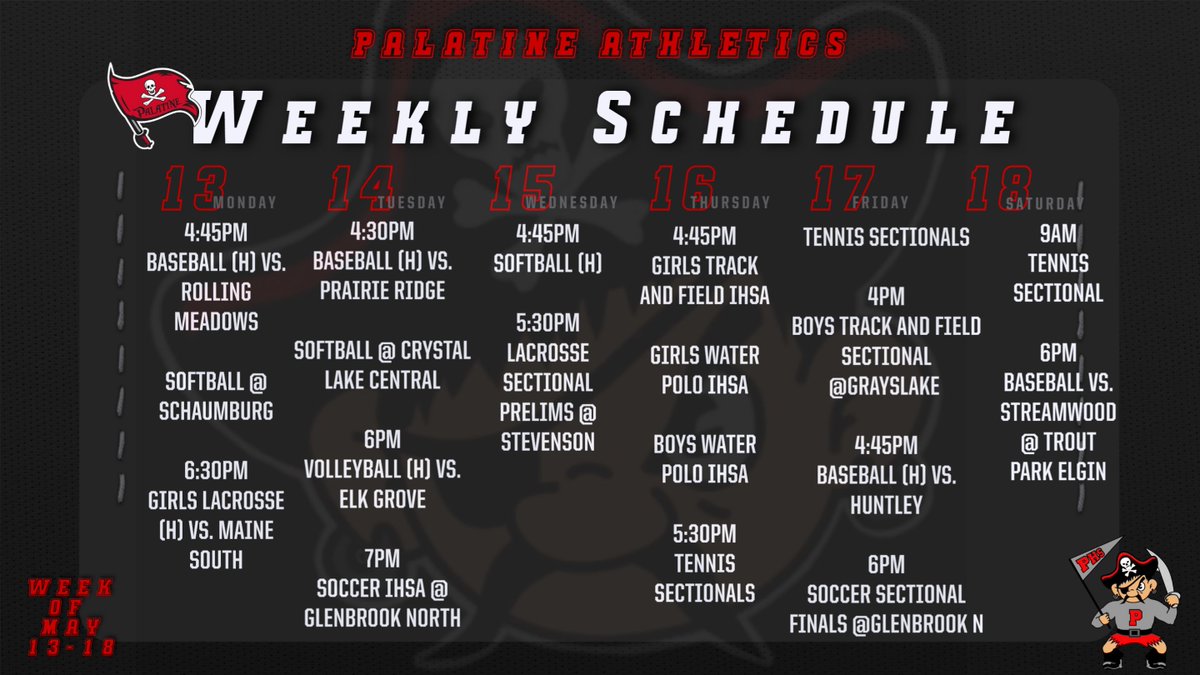 Varsity schedule for this week! Go pirates!