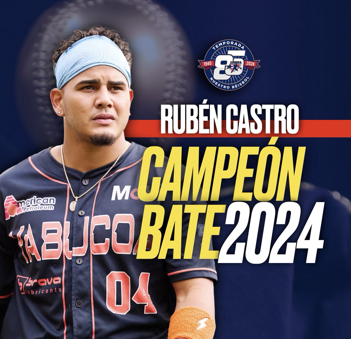 ¡De Yabucoa el campeón bate 2024! 👑 Rubén Castro es el campeón bate de la Temporada 2024 con promedio de .465 (71-33). Es el undécimo jugador en la historia de la #DobleA que logra más de un título de bateo. Fue campeón bate, Novato del Año y MVP de la Temporada 2022.