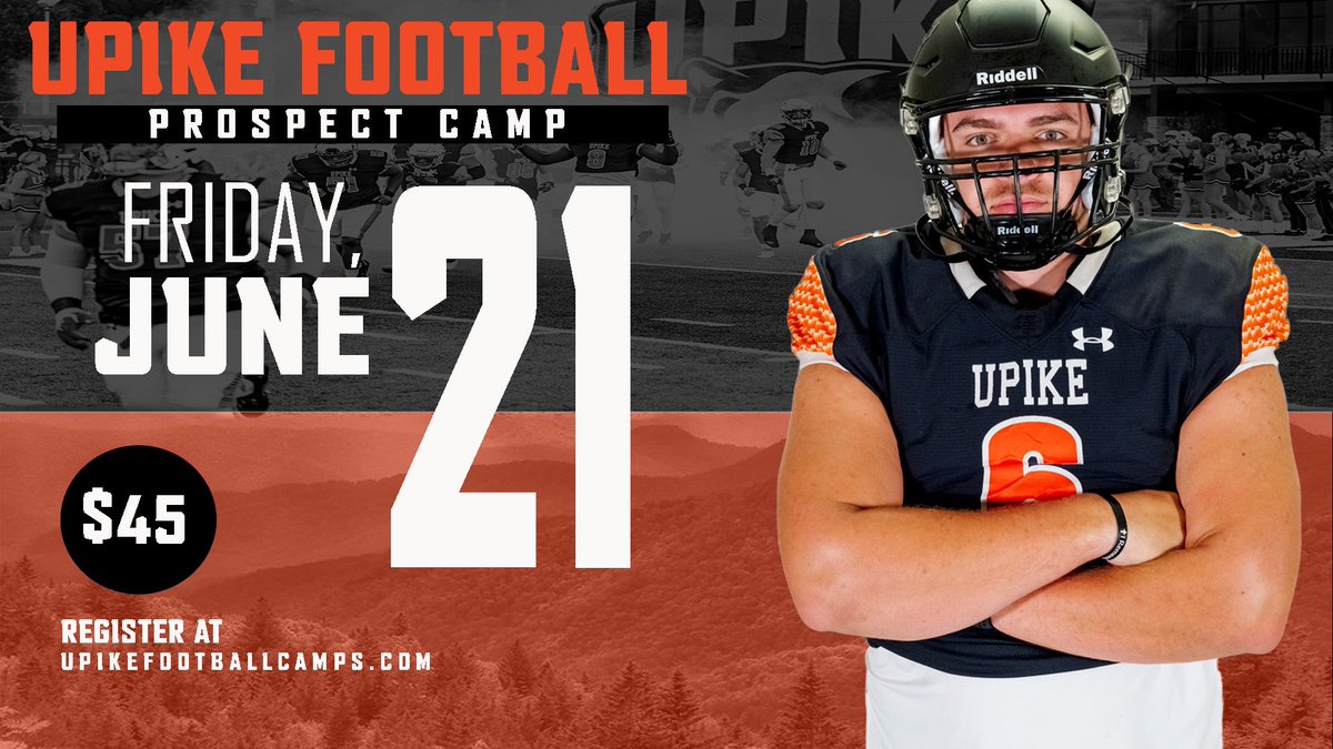 UPIKEFOOTBALL's tweet photo. π RECRUITS π
βΌοΈ June 21βΌοΈ
@UPIKEFOOTBALL Prospect Camp!
π We want to see your talent.
Come Compete! #GivingOutOffers
Register:
https://t.co/XDENzfRq61 https://t.co/Mv24lcDWLN
