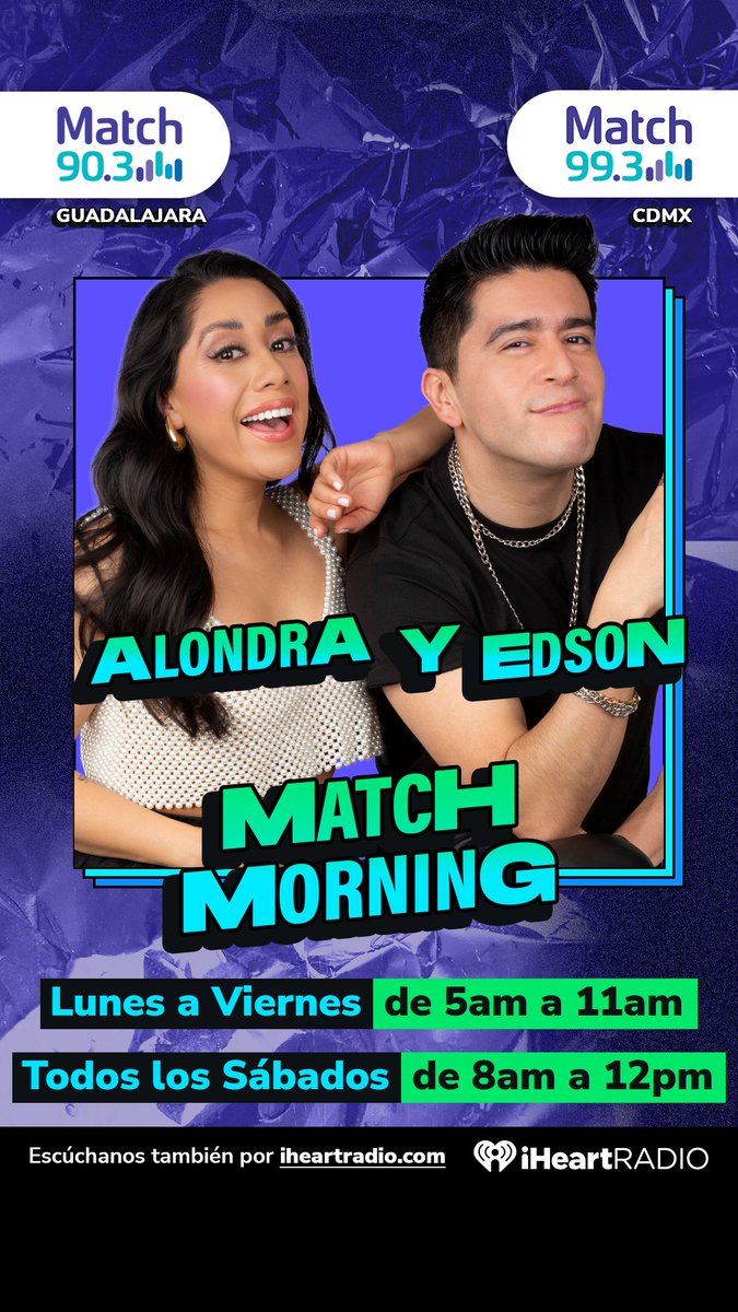 MatchMxFM's tweet photo. ¡Conéctate con @AlondraOGarcia y @EdsonAguirre_ en el #MatchMorning! 😍#LunesSinBajón
👉https://t.co/sk4XzcCFen https://t.co/xZGVZLRVKO