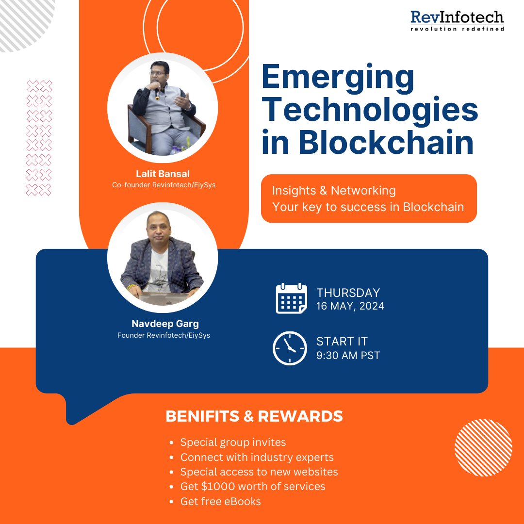 lalitbansal81's tweet photo. Hey everyone! 👋 Don't miss out on our upcoming #webinar discussing "Emerging Technologies in Blockchain"!
📅 Date: 16th May 2024
🕒 Time: 9:30 am PST
🔗 Join Link: https://t.co/aMVTRtFiB6
Spread the word and let's dive deep into the #future together! 🚀✨ #BlockchainWebinar https://t.co/szCJ7t9hV2