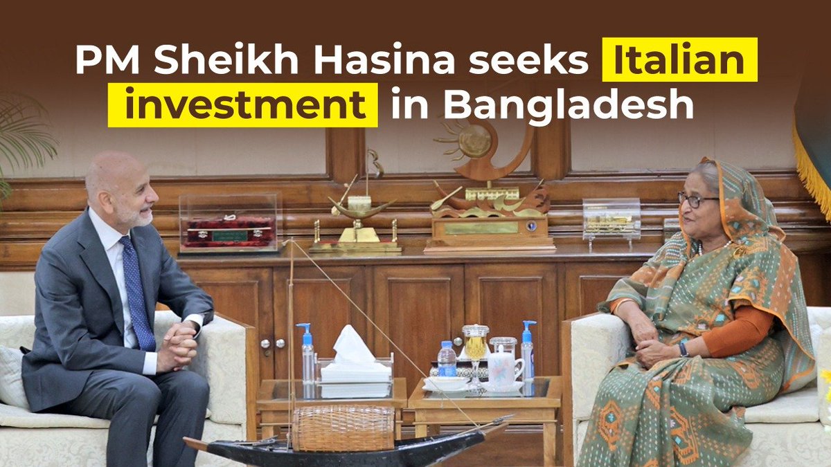 On May 12, the Italian Ambassador to Dhaka Antonio Alessandro called on HPM #SheikhHasina. During the meeting, PM sought investment from #Italian businesses in economic zones to exploit its burgeoning local markets. She also sought Italian assistance to continue #GSP+ facilities