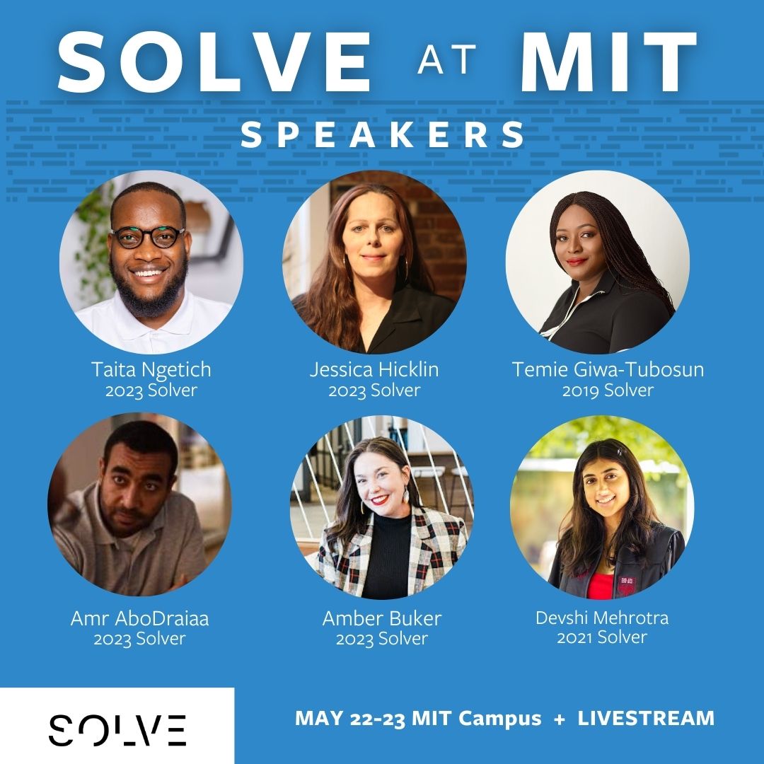 We're so excited to welcome both new and returning Solver teams to Solve at MIT! RSVP for the public opening plenary (May 22), livestream (May 22-23), or request an invite to attend the full two-day event on @MIT's campus here: solve.mit.edu/events/solve-a… #SolveAtMIT