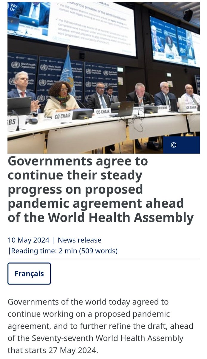 Pandemic agreement.

Opletten!👹👹👹

Het dendert door.... 27 mei 2024.

Nog twee weken!!!

#WHO #PandemicAccord