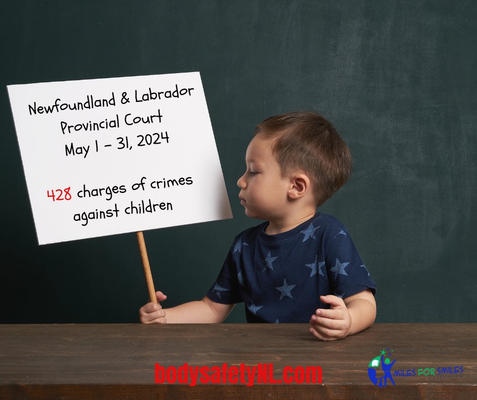 With 428 charges of crimes against children on the provincial court docket for the month of May, why are people not outraged? Less than 10% of these crimes make it to court. @miles4smilesNL bodysafetyNL.com