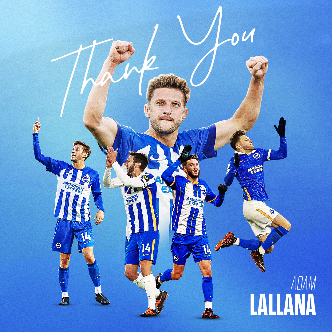 OfficialBHAFC's tweet photo. Thank you, Adam. 💙🤍 The midfielder will leave Albion at the end of the season. 🤝