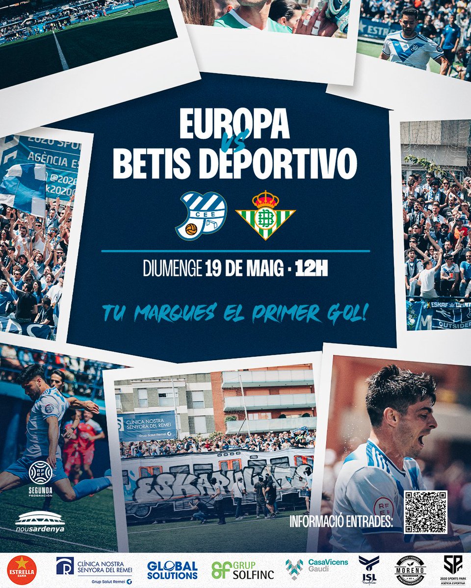 💪🏽 Necessitem remuntar... ... i tu marques el primer gol! 🫵🏽⚽️ 🗓️ Europa 🆚 Betis Deportivo 🏟️ Que bulli el Nou Sardenya! 🎟️ Venda online per a socis/sòcies i famílies de base/escola: entradium.com/events/ce-euro… o a oficines #futbolcat #2RFEF3 #ViladeGràcia #SagradaFamília