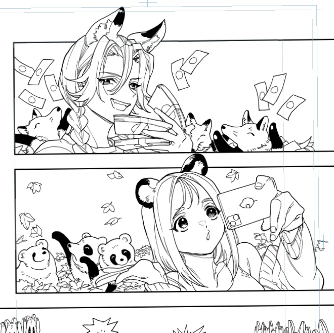 外と内側の線画の太さを変えてみた 