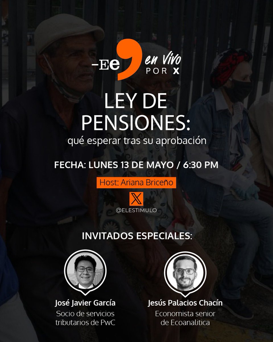 ¡Nos vemos el día de hoy! Estaremos hablando #EnVivo sobre la #LeyDePensiones, en la que se aprobó la contribución de la empresa privada hasta del 15% del total de los pagos por salario y bonificaciones. 

Con: <a href="/jpalaciosch/">Jesús Palacios Chacín</a> <a href="/jojagarcia/">Jose Javier Garcia</a> y <a href="/arianabrojas/">Ariana Briceño Rojas</a>

Aquí te puedes conectar