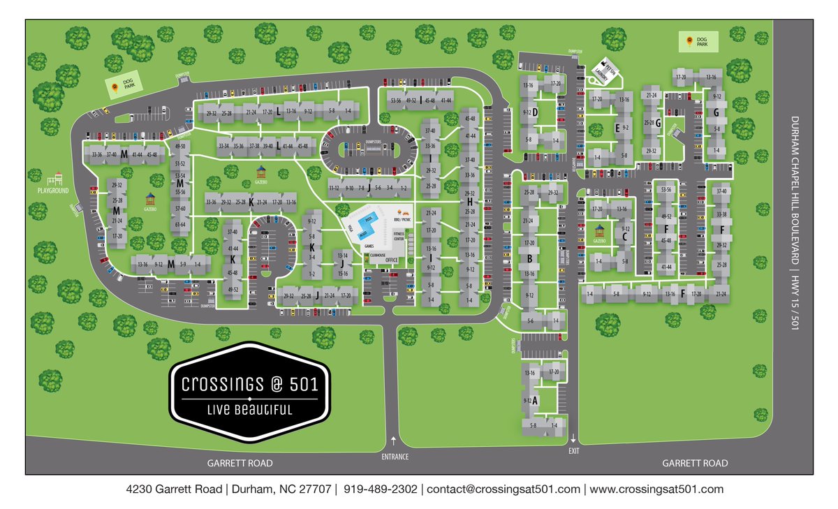Crossings@501 is where delightful 1-2-3 bedroom apartment homes are for rent in Durham, NC. We are under new management with amazing improvements and renovations underway! Call us! 919-489-2302