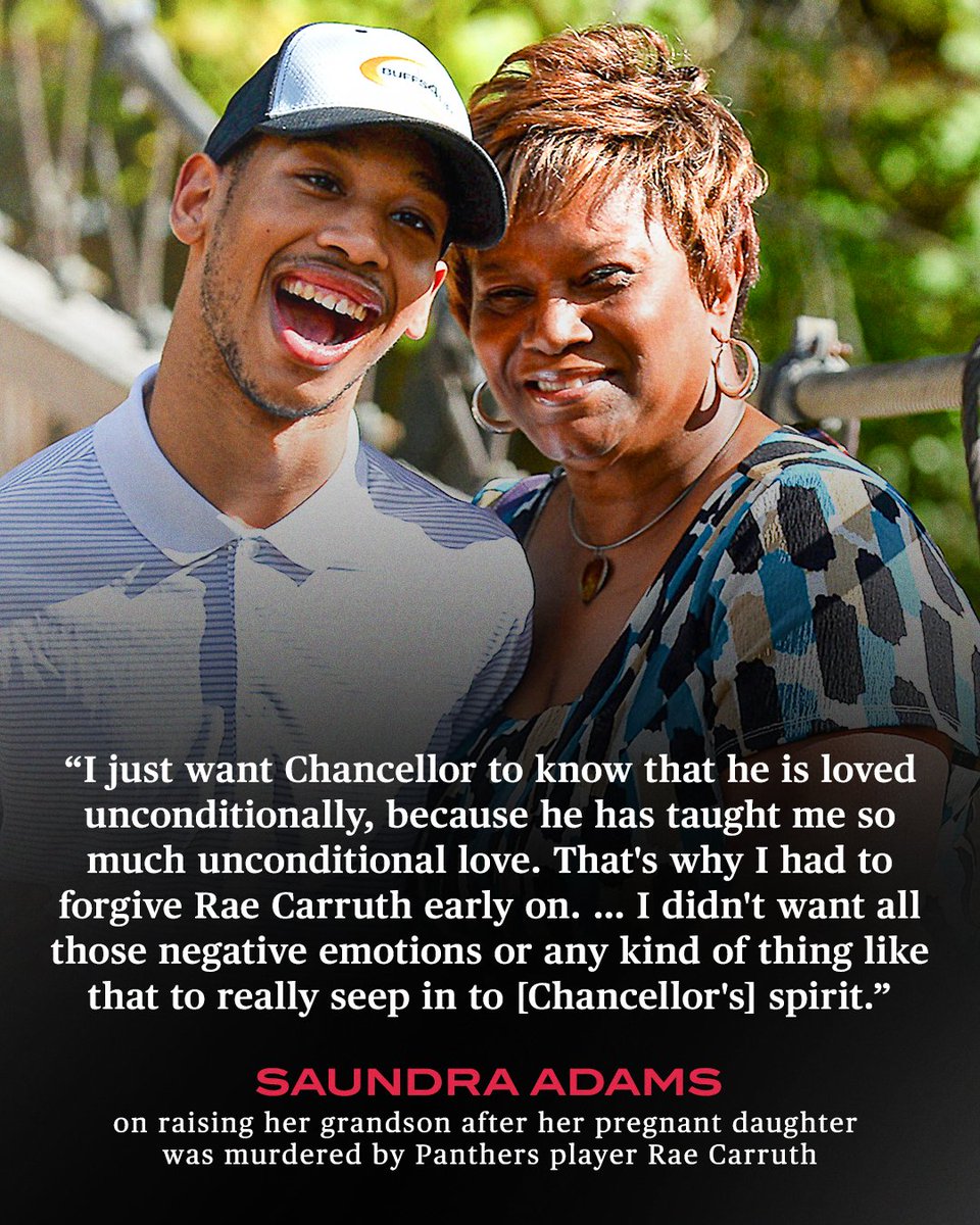 In 1999, Saundra Adams’ pregnant daughter was killed in a shooting arranged by Panthers star Rae Carruth. The baby, Chancellor, survived and lives with cerebral palsy. Saundra has raised him since infancy. She spoke about Mother's Day with Sara Coello 🔗 spr.ly/6017jCDfX