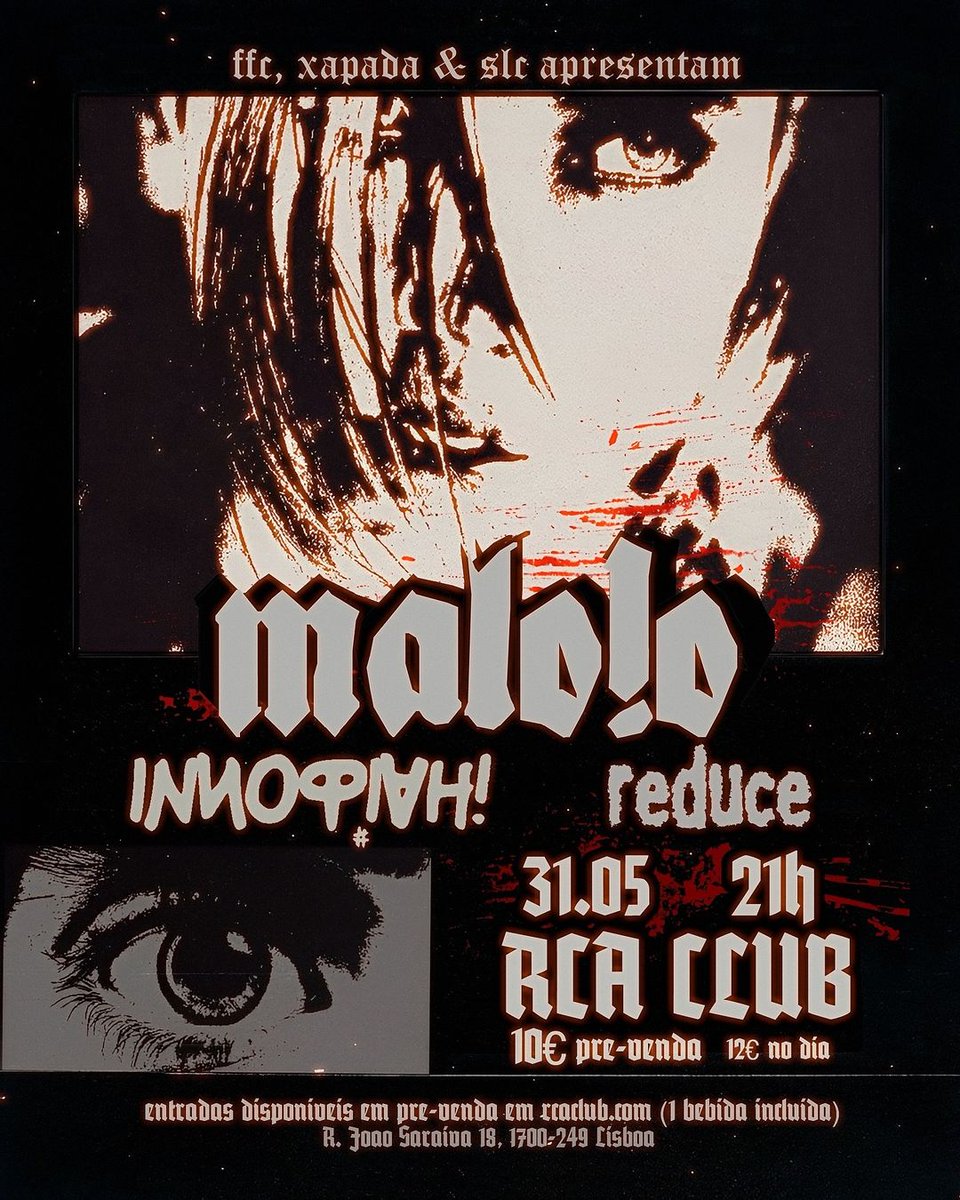 reduce_band's tweet photo. MALOIO + INN OPPIAH! + REDUCE 🧿
RCA CLUB - May 31st // 21h
Tickets available on https://t.co/JNo0B39KTr https://t.co/KInjh1792T