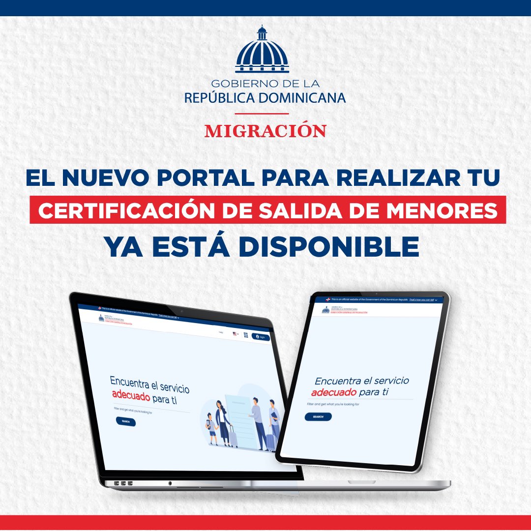 MigracionRDo's tweet photo. ¡Es oficial! ¡Nuestro nuevo portal para solicitar la certificación de salida de menores ya está disponible! 🚀👨‍👩‍👧‍👦 Accede a un proceso más sencillo. Visita nuestro sitio web (https://t.co/6E8cuHlnoN) #MigracionRD #DGM #CertificaciónSalidaDeMenor https://t.co/klmMgN7oCf