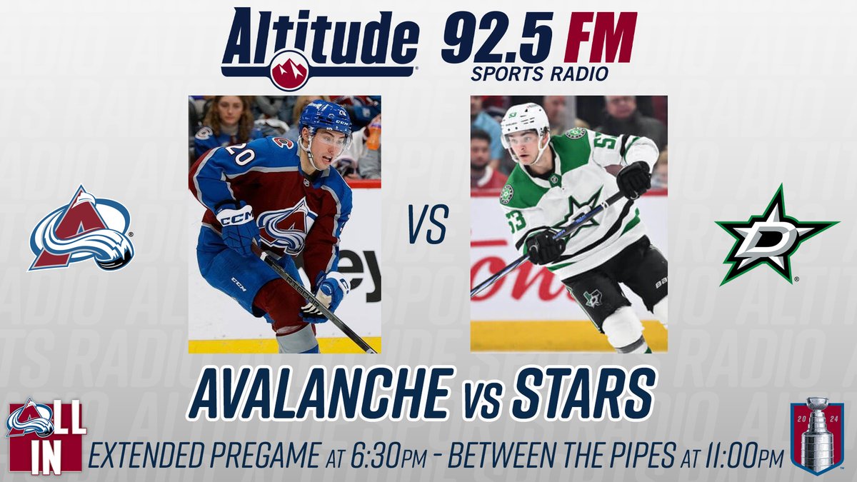 TONIGHT on DENVER'S EXCLUSIVE HOME of AVS PLAYOFF HOCKEY: @Avalanche vs @DallasStars Round 2, Game 4 6:30pm | Extended Pregame LIVE at Ball Point 7:30pm | Puckdrop with @ConorMcGahey 11pm | #BetweenThePipes with @RajOnRadio & @MarkAMark #GoAvsGo #TexasHockey