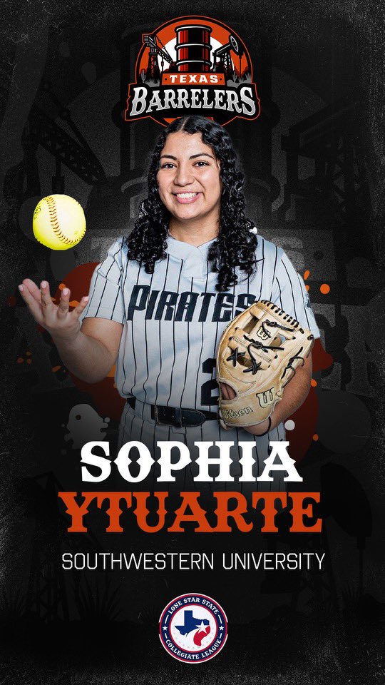 lonestarleague's tweet photo. Welcome to the 2024 Texas Barrelers, @sophia_ytuarte from @SUPirates coming to the Lone Star State Collegiate League this summer season for the BARRELERS! 🛢️

Players Register: 🔽🔽
https://t.co/1Tmkk5LYwG https://t.co/PwvHYbdiej