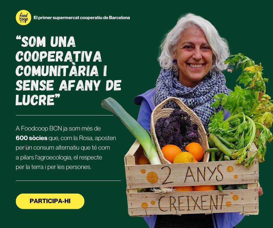 FoodCoopBCN's tweet photo. 🛒Som el primer supermercat cooperatiu, participatiu i sense ànim de lucre de Barcelona, impulsat per veïnes que ens hem empoderat per crear la nostra alternativa.

😁Les sòcies en som les propietàries i, conjuntament, prenem les decisions sobre gestió i criteris de compra. https://t.co/rESs1wTSia