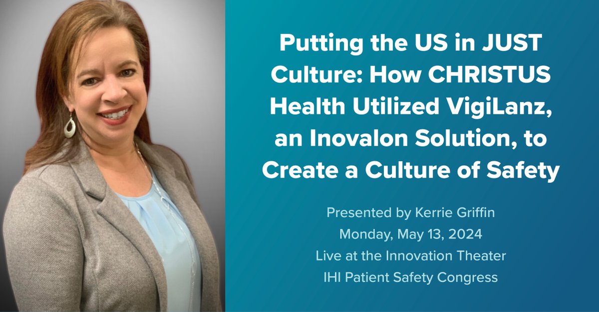 If you'll be at IHI Patient Safety Congress, don't miss tomorrow's Innovation Theater presentation at 3:45pm from Kerrie Griffin, Director of Ambulatory Quality Management at CHRISTUS Health. We'll see you there! vigi.ink/4aVm07T

#IHICongress #PatientSafety