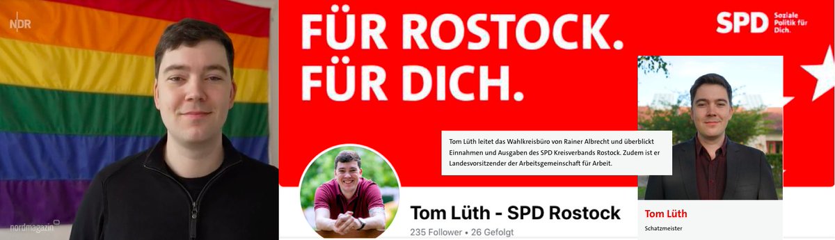 Critical__Cat's tweet photo. Der vom NDR Nordmagazin interviewte Leiter einer Beratung für "geschlechtliche Vielfalt" ist Landesvorsitzender und Schatzmeister der SPD in Rostock.
(Bauchbinden lässt man jetzt gerne weg im ÖRR)

#OERR #ausGEZahlt https://t.co/UaBKqInmRI