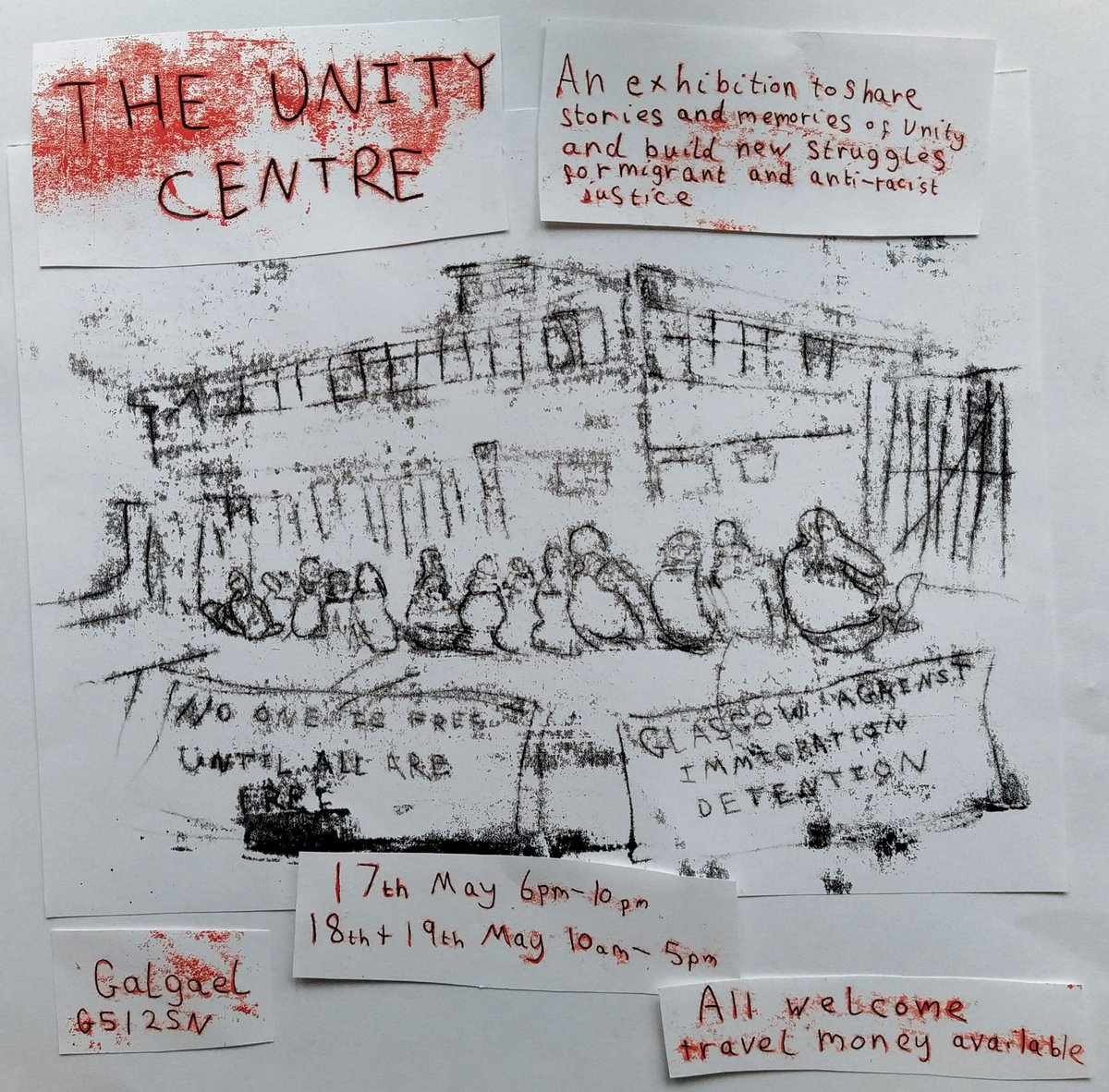 This weekend : Unity Centre Exhibition - come share stories & memories of Unity and build new struggles for migrant and anti-racist justice. At Galgael, 15 Fairley St, G51 2SN (use entrance round back) Fri 17th 6-10pm (opening event with food + music), Sat/Sun 18-19th 10-5pm