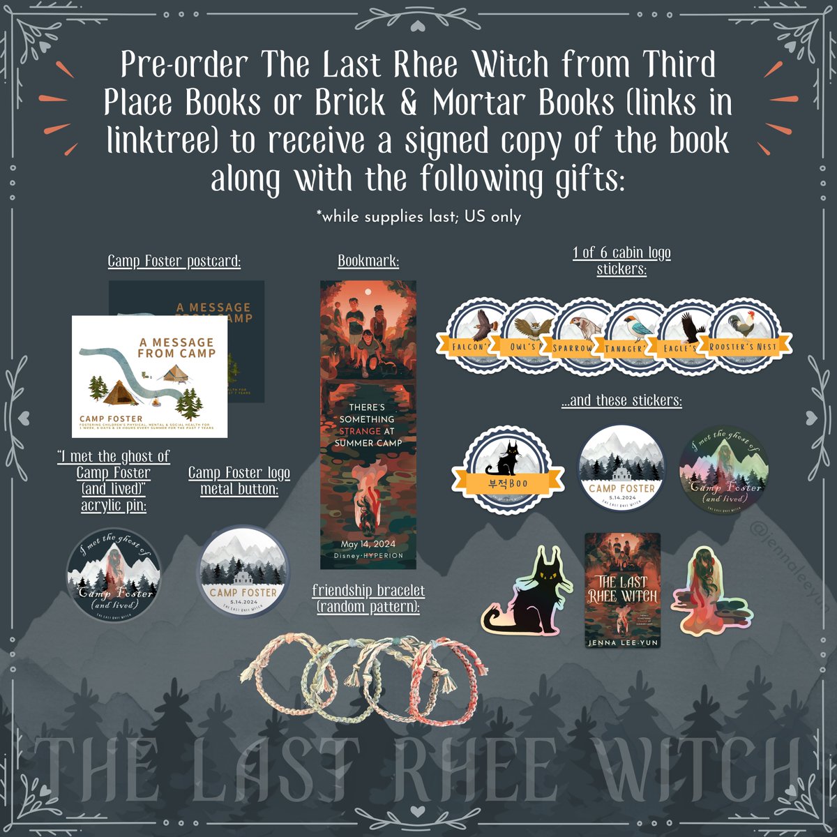 ✨TOMORROW✨ is the release of The Last Rhee Witch!!

That means today is the last day of the pre-order campaign! If you've already filled out the form, keep an eye out for your goodies to arrive--I mailed out a large batch over the weekend 👀🥳

#thelastrheewitch #2024debuts