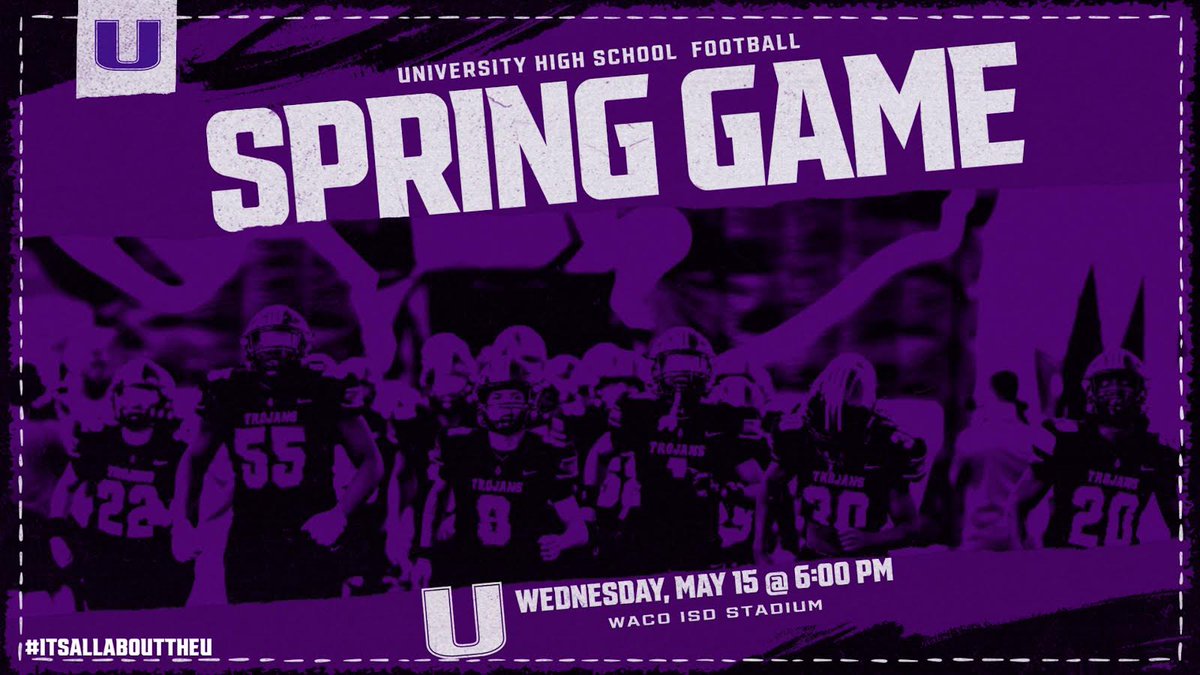 Trojans! Join us this Wednesday, May 15 at 6:00 PM for our Spring Game! See you there. #ItsAllAboutTheU