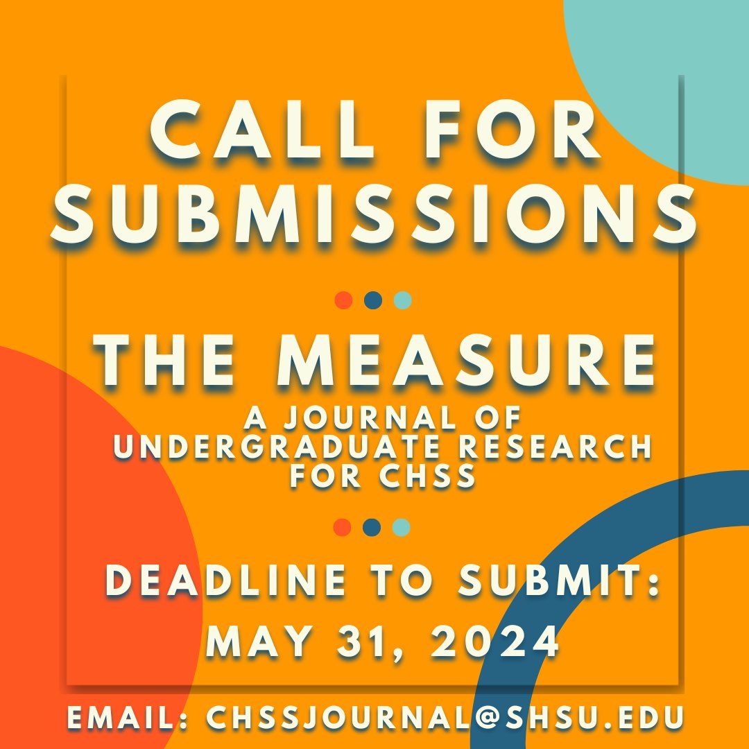 TheMeasureSHSU's tweet photo. HEY BEARKATS! Do you have a research paper you'd like to publish or a URS poster you're proud of? Submit to The Measure!

The  deadline to submit is May 31. We're considering all types of media  submissions for this volume, so don't hesitate to send your work our  way! https://t.co/qfaDybGwOc