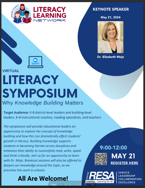 Hello educators and leaders looking for strategies to enhance K-8 literacy instruction: Join us May 21 for our virtual Literacy Symposium, to discuss the concept of knowledge building and how it positively impacts students' literacy growth. RSVP online: reg.learningstream.com/reg/event_page…