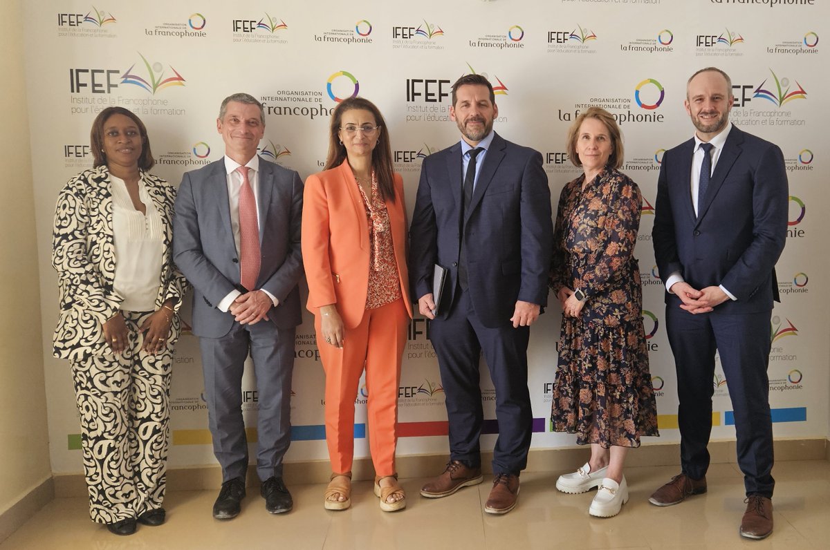 ifef_oif's tweet photo. La Directrice de l'IFEF Mme @Mona_laroussi a reçu la visite du PDG de la @fedecegeps, M. Bernard Tremblay. Il était accompagné de M. Francis Brown, Directeur des relations internationales, et 2 dirigeants de cégeps du Québec, notamment ceux de @cegepbc et de @Cegep_7iles. https://t.co/S1b6TfDSxQ