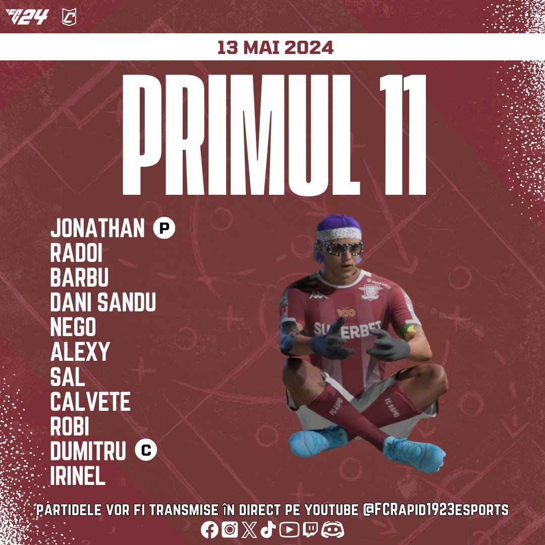 Our squad for tonight is here!  ⚽️

Watch us live on youtube.com/@FCRapid1923eS…… starting 21:00 EU Time.

🔜 Let's win some points!