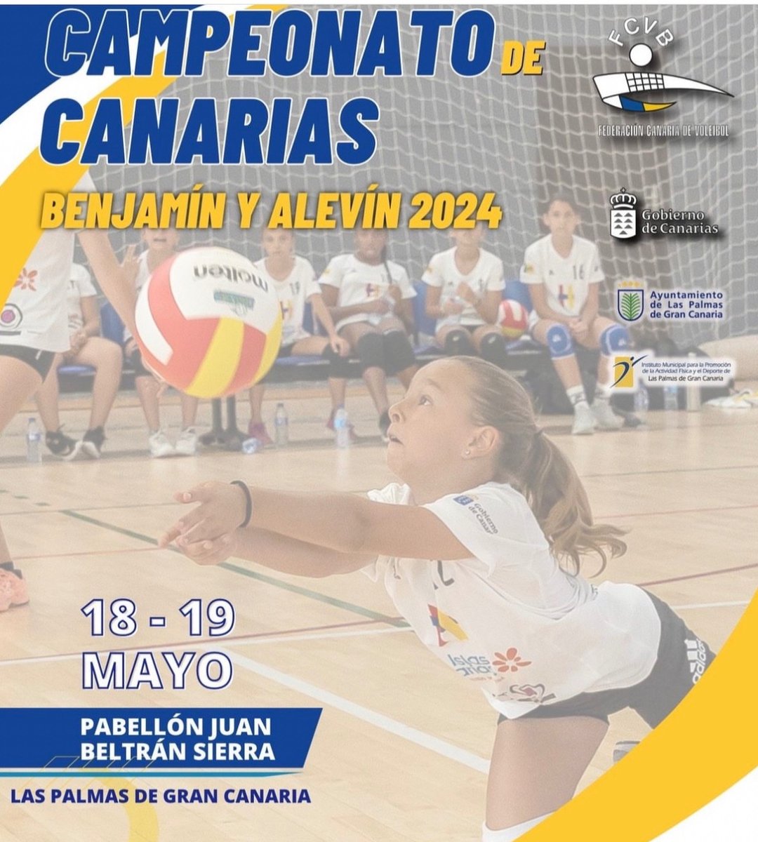 Se acerca el CAMPEONATO DE CANARIAS DE LAS CATEGORÍAS BENJAMIN Y ALEVÍN 2024 🏐🤩 Se celebrará en el Pabellón Juan Beltrán Sierra (Cruz de Piedra), en Las Palmas de Gran Canaria los días 18 y el 19 de mayo 👉🏼Puedes seguir toda la competición en la web de la Federación