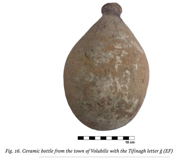 A ceramic vessel found in the town of Volubilis with Amazigh inscriptions on it

By Archaeologist, Elizabeth Fentress