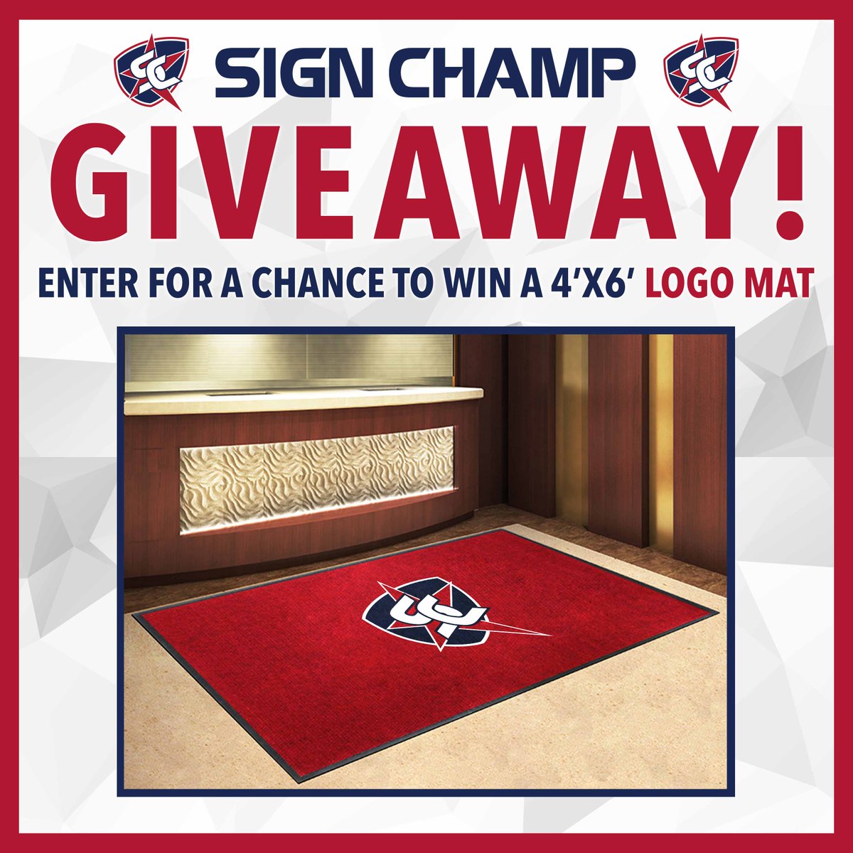 Calling all educators, coaches & school organizations! This month's giveaway is a custom 4'X6' LOGO MAT! 1⃣ Follow @TheSignChamp 2⃣📷Like and RT 3⃣ Tag another school, program or coach Giveaway ends Friday, May 17th. Winner announced Monday, May 20th.
