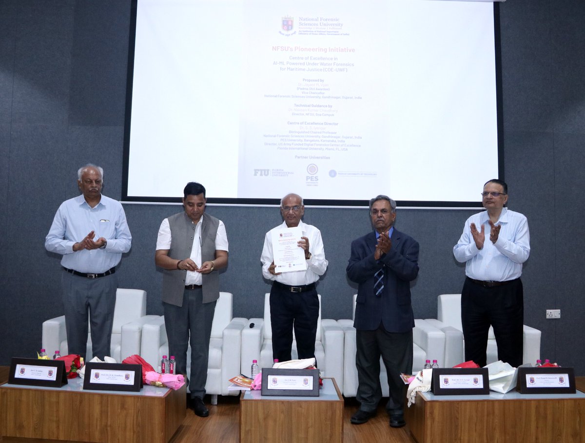 NFSU_Official's tweet photo. Dr. J.M. Vyas, VC-NFSU released the book "Mentoring Beyond AI," co-authored by Prof. S.S. Iyengar, FIU &amp; Emeritus Professor of NFSU and Prof. Naveen Kumar Chaudhary, NFSU. Dr. Vyas also unveiled the virtualization videos of CoE in Cyber Security at NFSU, Gandhinagar on 13 May'24. https://t.co/Ufn6joZkfk