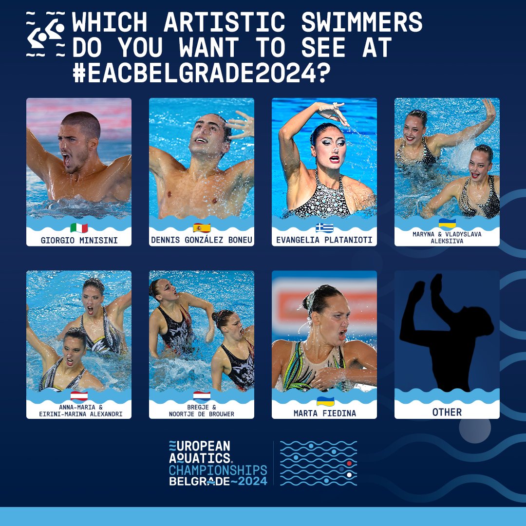 EuroAquatics's tweet photo. #ArtisticSwimming returns at Belgrade 2024 😍

Who do you want to see compete for European gold? 🤔

[ #EACBelgrade2024 | 10-23 June | Belgrade, SRB ] https://t.co/VjAQQ2cmYr