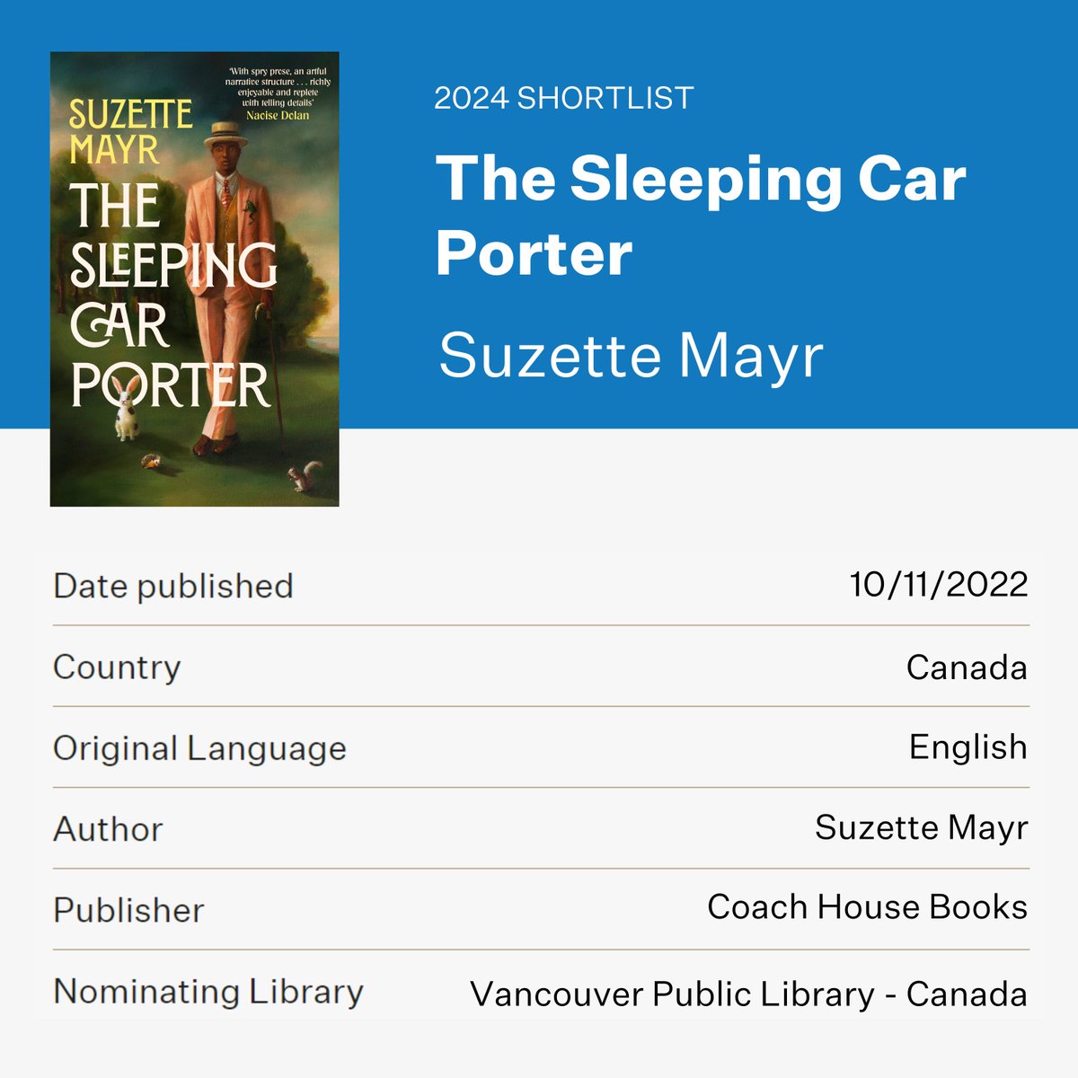 A closer look at The Sleeping Car Porter by Suzette Mayr which was published by Coach House Books and nominated for the 2024 Dublin Literary Award by Vancouver Public Library. ✨ Find out more: loom.ly/0OePCkc