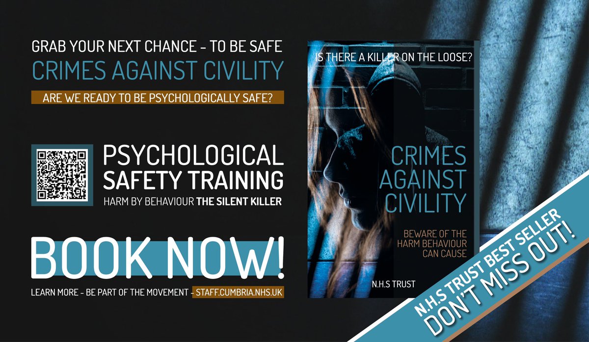 NCIC colleagues: There are spaces available to walk in on Weds pm for the popular psychological safety session with @KirtonRanjit. Just turn up with your ID at 1.30 in the lecture theatre at CIC. eventbrite.co.uk/e/harm-by-beha…