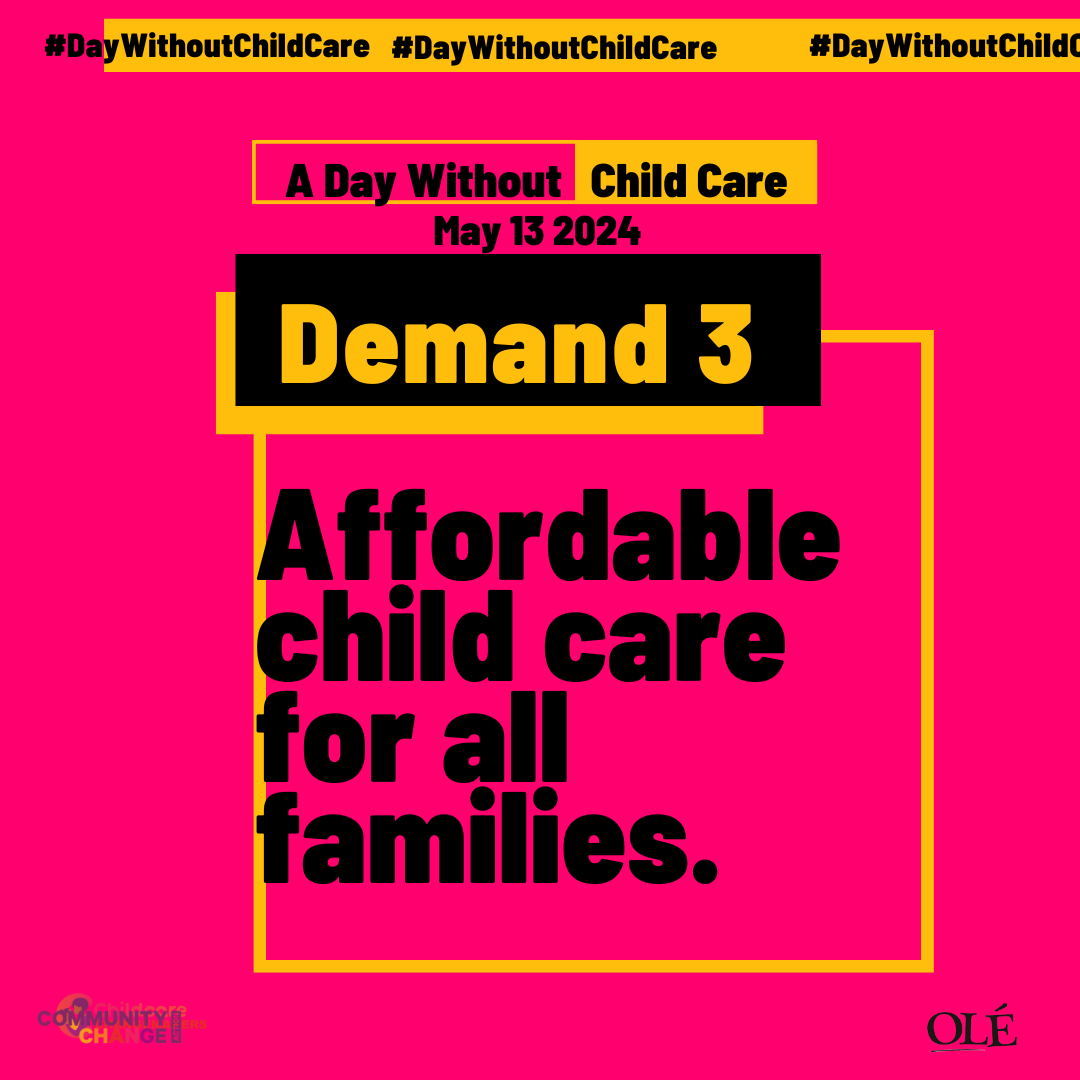 TODAY IS DAY WITHOUT CHILDCARE! Let’s imagine a system funded on the trust cost of child care. 💭 #DWOCC24