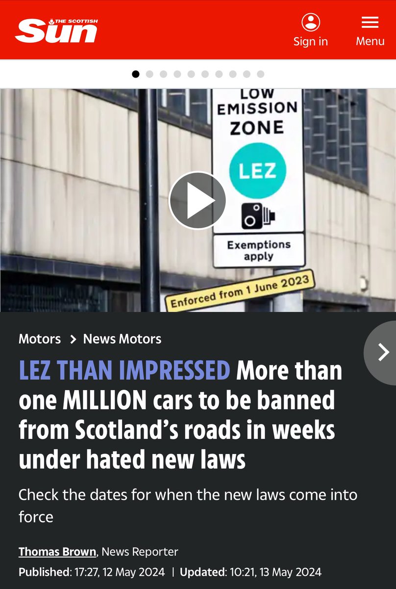 More #ULEZ bastards I see and Scotland feeling the bite this time, wonder if they’ll suffer the same safety problems that’s seen hundreds of them “fall” over in London thescottishsun.co.uk/motors/1266918…