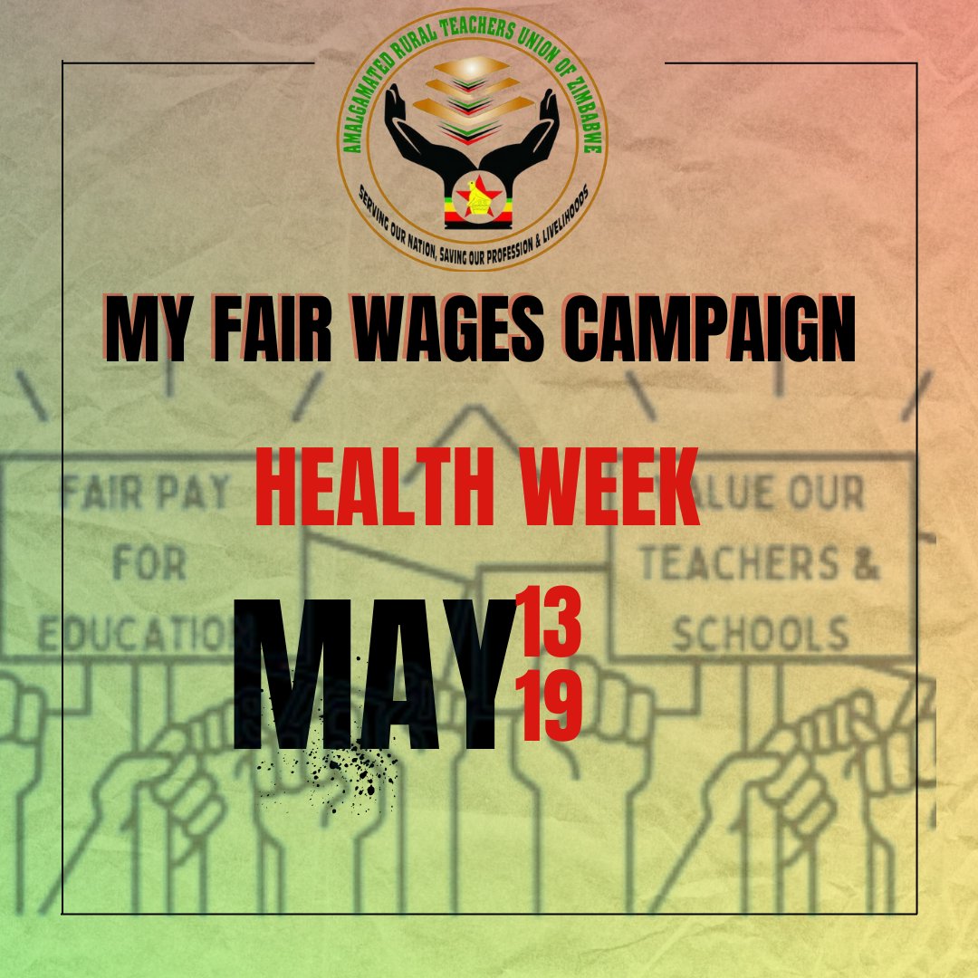 The Union is demanding USD 180 for health care insurance as part of the basket of USD 1 260 monthly income. In this week running from 13 May to 19 May, the Union will demand health care for all. artuzteachers.org.zw/index.php/2024…