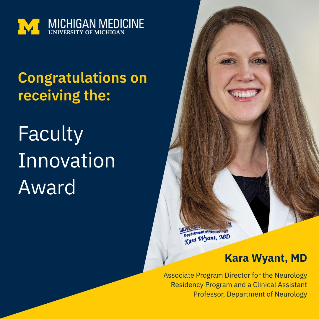 Honored to announce that @KaraWyantMD has received a 2024 GME Faculty Innovation Award. Dr. Wyant’s work in developing a curriculum set the mark and offered an adaptable model for other institutions. She is a champion of resident education and we are lucky to have her!