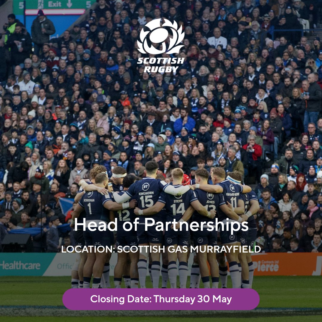 Scottish Rugby is looking for a Head of Partnerships to join our Commercial department. More info ➡️ tinyurl.com/kmnaxuud