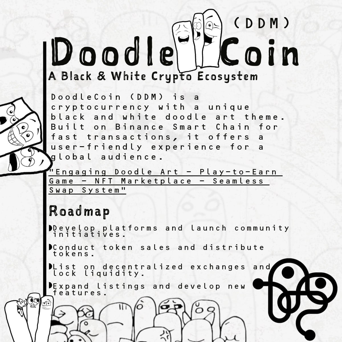 ⏳Doodle art meets crypto!⏳
🌟DoodleCoin ( $DDM )is a black & white coin.
🎯Join the Doodleverse! 
✍️ doodledimes.io

#DoodleCoin #DDm #DDmCoin #DoodleDimes #BlackAndWhite #BSC #Crypto #Memecoin #P2E #NFT #Gaming #Art #DigitalArt #NewFeature #DoodleTheme #Web3…