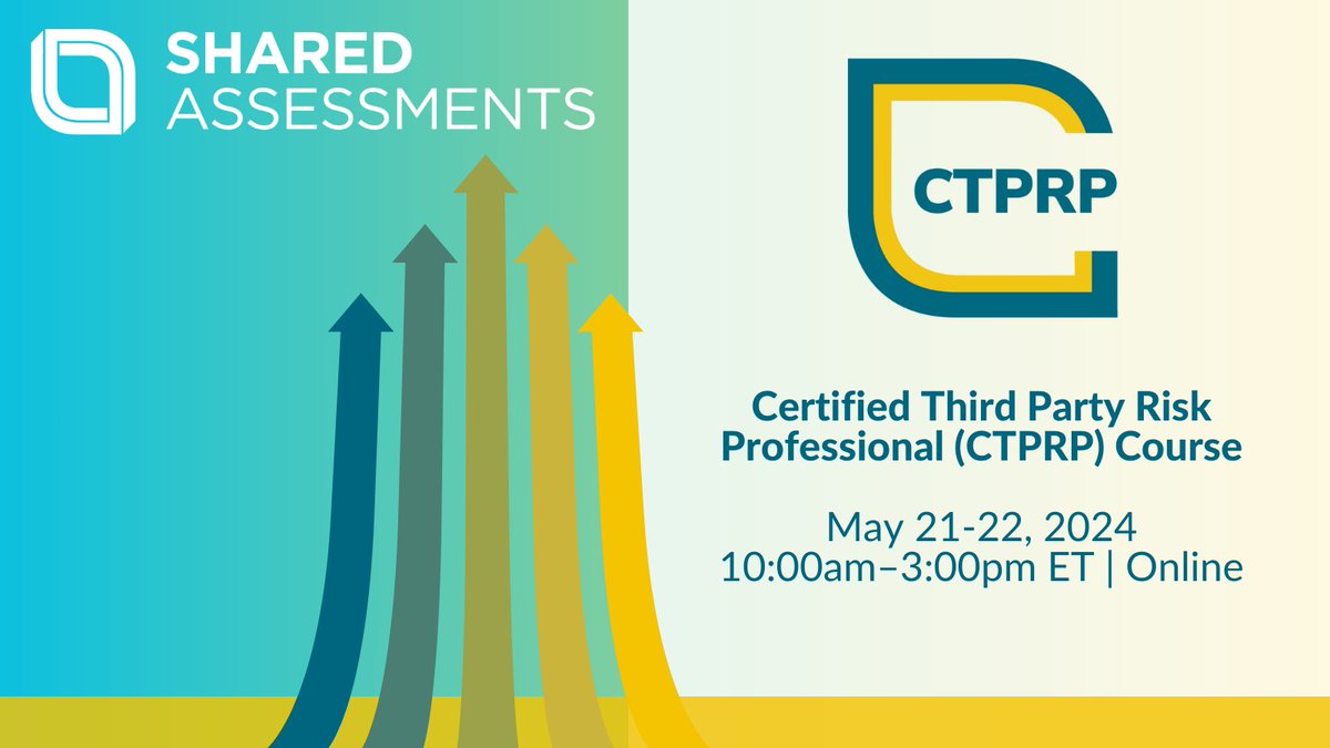 Take our #CTPRP course to validate your knowledge and expertise in designing a #TPRM program. Join us on May 21-22 to learn about: 

✅ Managing the vendor lifecycle
✅ Vendor risk identiﬁcation
✅ Fundamentals of risk assessments

Register now! ow.ly/1m8V50RB0RH