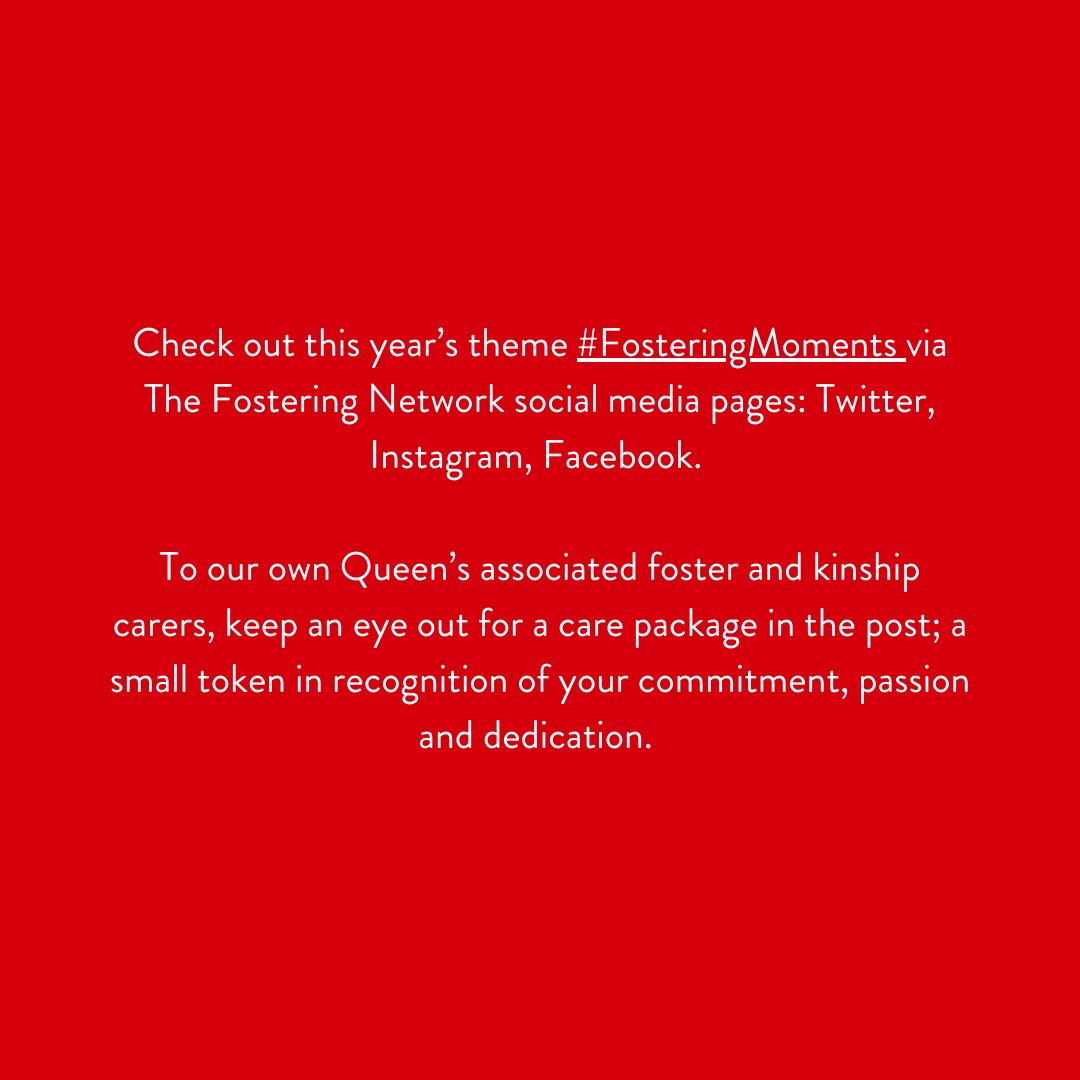 QUBWPU's tweet photo. Foster Care Fortnight 2024 officially starts today!!
Join Queen’s in celebrating Foster Care Fortnight 2024, between 13-26 May 2024, the UK’s biggest foster care awareness raising campaign led by charity The Fostering Network. #FosteringMoments #TheFosteringNetwork #FCF24 https://t.co/Yb7HKOvZkA