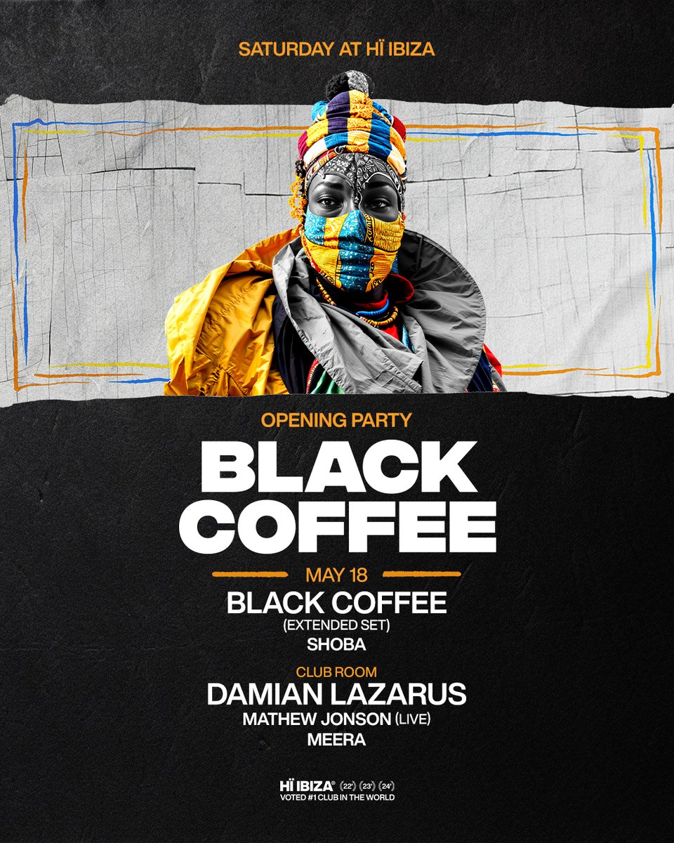 The time has come. Black Coffee's groundbreaking residency starts this Saturday with a very special extended set. Meanwhile, prepare to enter another world as the Club Room echoes to the mystical rhythms of Damian Lazarus. Tickets/VIP Bookings via: l.hiibiza.com/1LTHIU