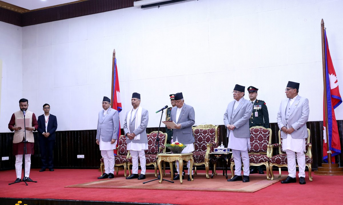 Nepal Prime Minister Pushpa Kamal Dahal inducts Pradip Yadav from the newly formed Janata Samajbadi Party on board the cabinet after former minister quit the government and withdrew support. Later on Monday, Nepal President Ramchandra Paudel administered the oath of office to the…